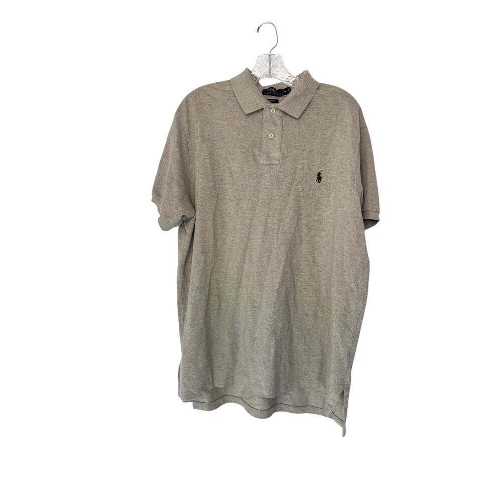 Polo Ralph Lauren Men's Polo Tan‎ Brown Short Sleeve Custom Fit Office Work XL